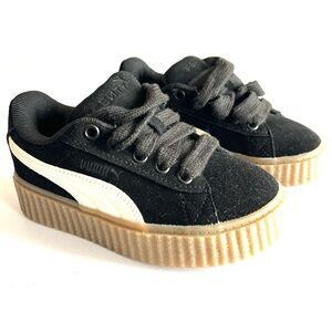 Fenty x Puma creeper sneakers black kids 12 shoe platform phatty suede gum laces